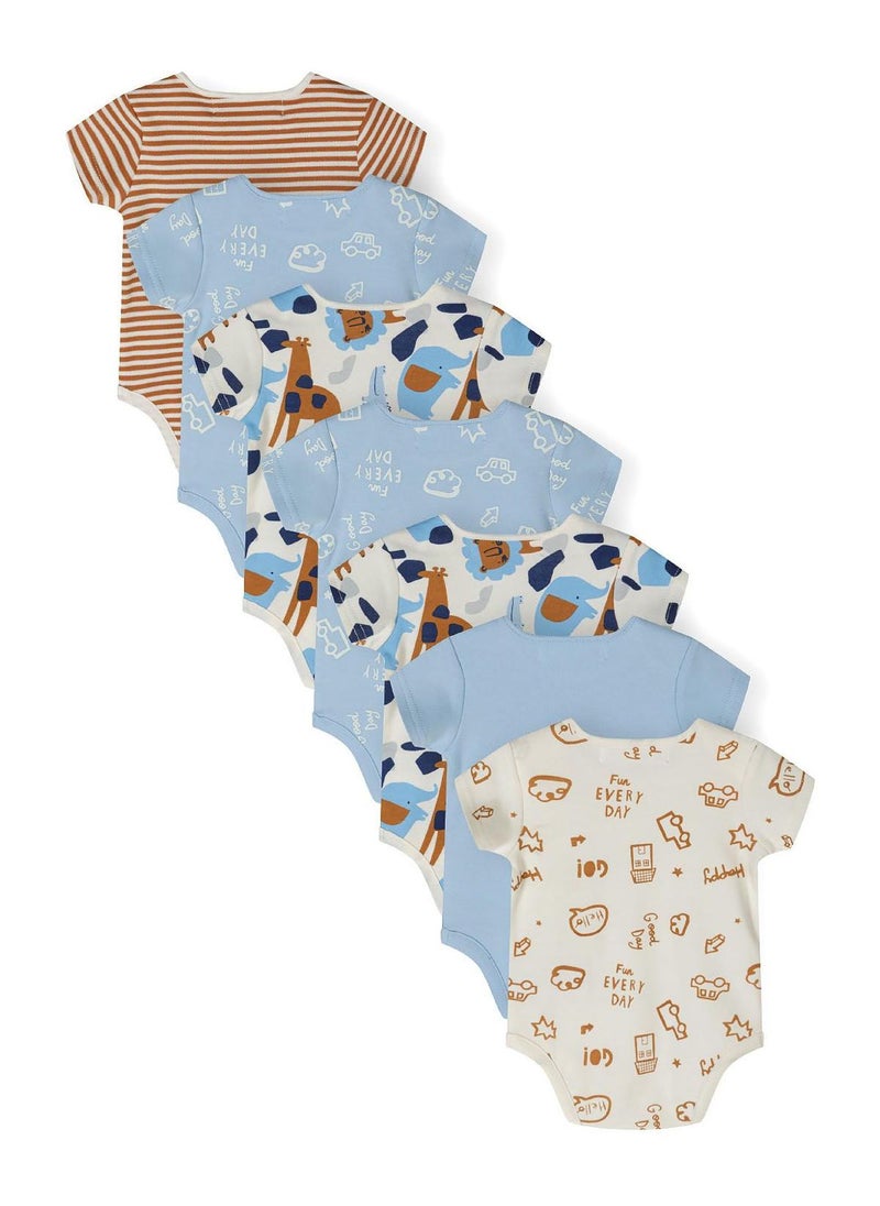 MINOTI 7-Pack Short Sleeve Baby Bodysuits with Snap Closures - Image 3