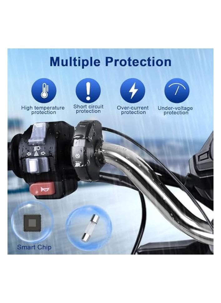 erorex Phone Charger 3.0 12v/24v Motorbike USB Adapter, Dual Type-C USB Port Socket Power Outlet Waterproof Handlebar (22/25.4mm) Socket 186cm Cable for Phone Tablet GPS, SAE to USB Quick Charge  - Image 5