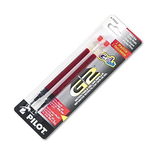 Pilot, G2 Gel Ink Refills, Fine Point 0.7 mm, Red, Pack of 2 - Image 1