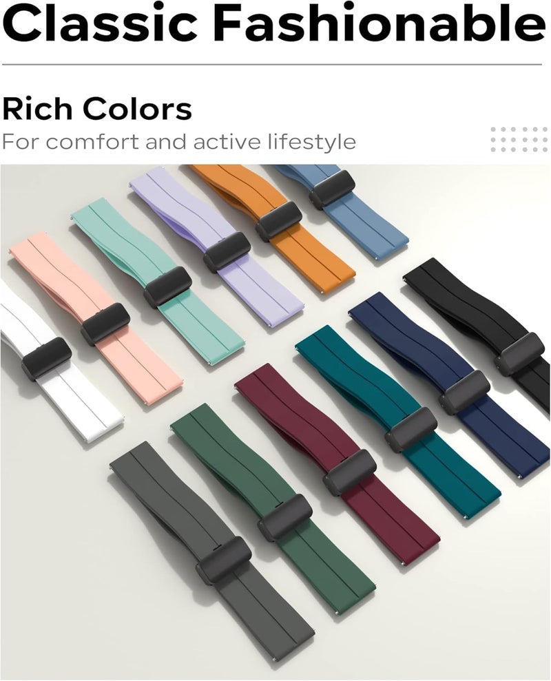 CERLINK 22MM Silicone Strap with Folding Magnetic Lock for Samsung Galaxy Watch 3 45mm/Galaxy Watch 46mm/Gear S3 Classic/Frontier & All 22mm Smart Watches Pack-4 (Black,Navy,Green,Wine) - Image 5