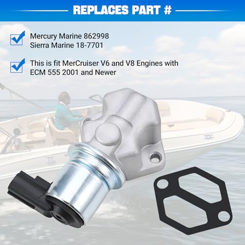 Tutor Auto Idle Air Control Valve IAC Compatible with MerCruiser V6 and V8 Engines with ECM 555 2001 and Newer - Replace 862998 18-7701 - Includes Gasket - Image 5
