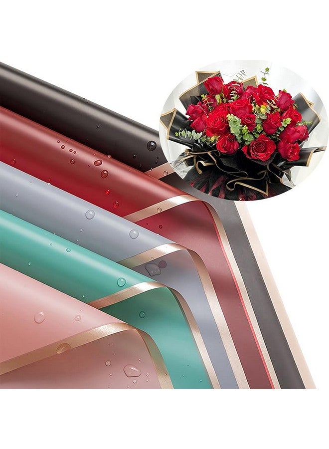 Zarwani Waterproof Plain Golden Border Gift Wrapping Paper Sheet | Especially for Gifts | Korean Style Bouquet Wrap Sheets, Birthday Gift Arts & Crafts. Mix Randome colour(Pack of 10) - Image 2