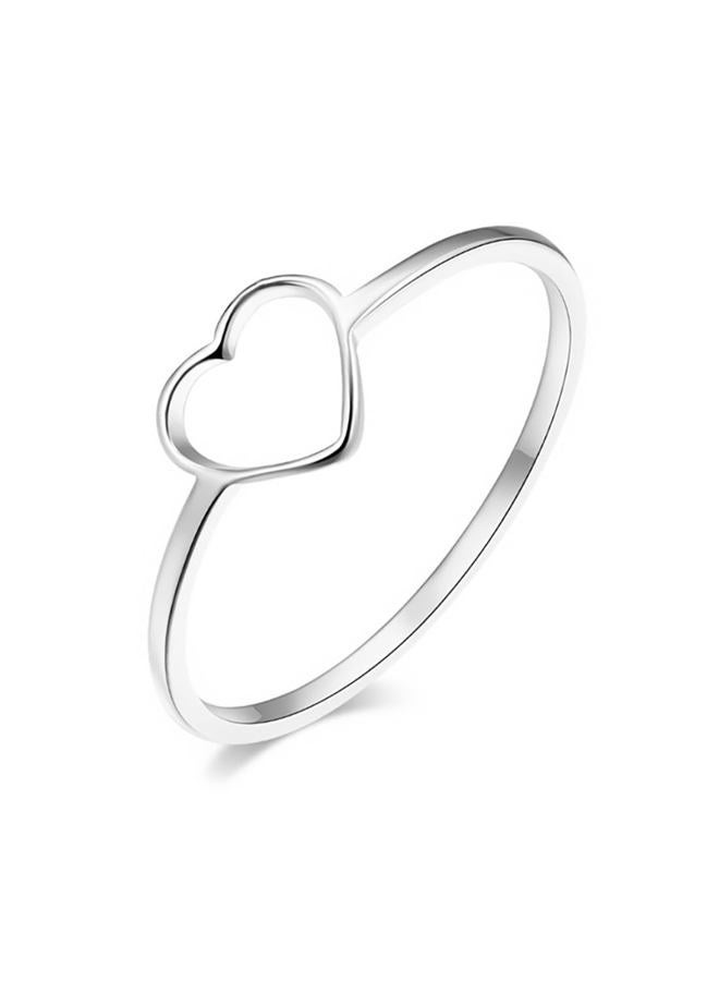 Moplusea Stainless Steel Simple Cute Love Heart Classical Plain Stacking Band Statement Wedding Promise Ring For Women, Stainless Steel, No Gemstone - Image 1
