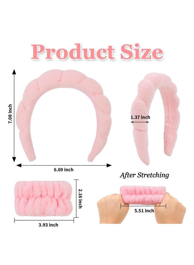 Fennec Mart Spa Headband and Wristband Set for Women Soft Face Wash Headband & Wrist Bands for Skincare, Makeup & Facial Cleansing Routine (Pink) - Image 3