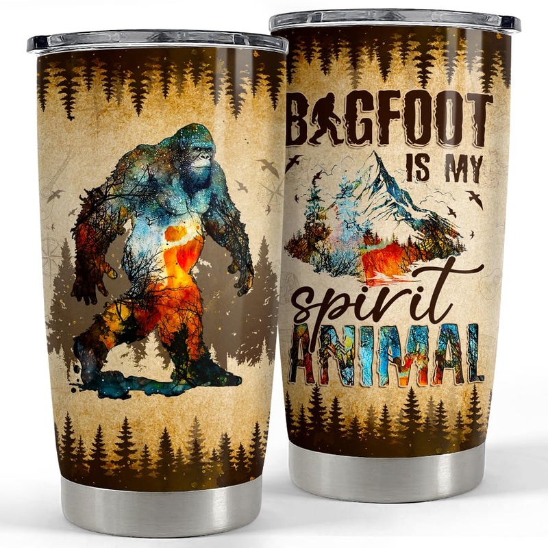 SANDJEST Bigfoot Tumbler Cup 20oz Bigfoot Gifts for Men Stainless Steel Insulated Tumblers Coffee Travel Mug Gift for Birthday Christmas