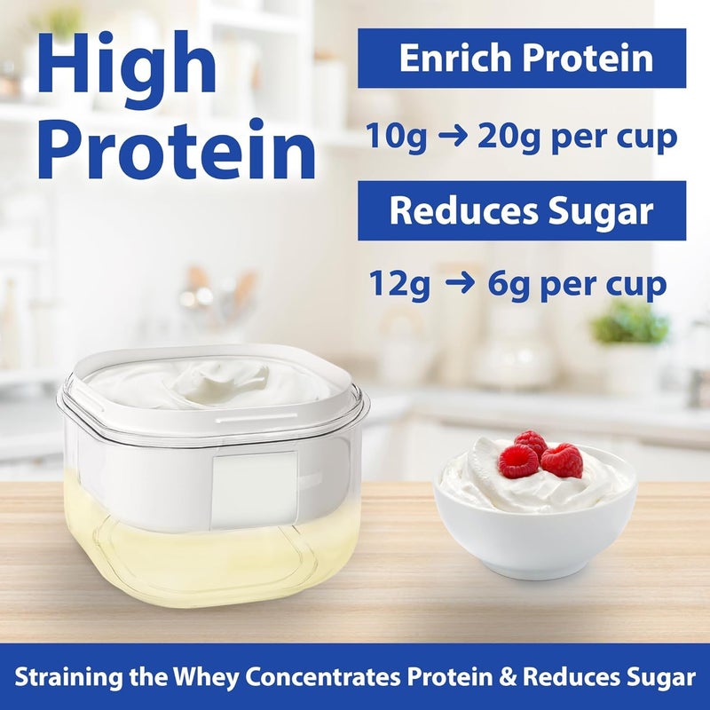 Ultimate Yogurt Strainer - Make Delicious, High Protein, Greek Yogurt - 70% Less Sugar & Lactose - Fine Mesh Nylon Greek Yogurt Maker - 100% BPA-Free & Dishwasher Safe with Large 2.3 Quart Capacity - Image 3
