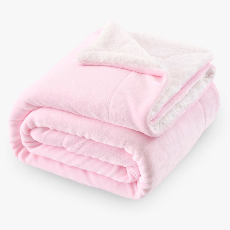 SOCHOW Sherpa Fleece Throw Blanket DoubleSided Super Soft Luxurious Plush Blanket Throw Size Light Pink 50x60 inches