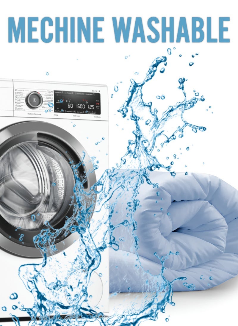 بلوبيري أزرق سماوي لون ناعم سادة حجم كينج لحاف ستوكات 240 × 260سم - Image 5