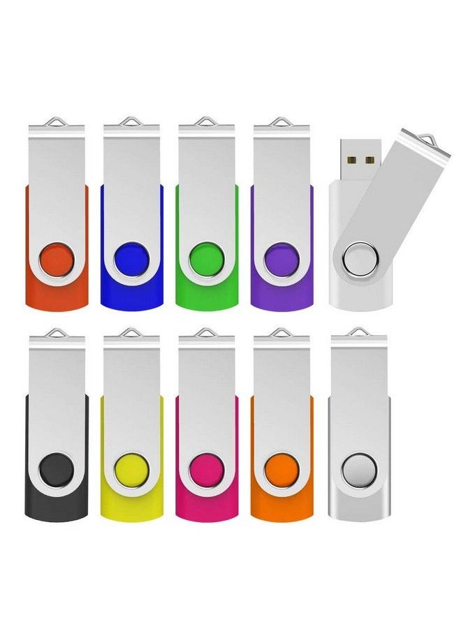 Kootion - 64Gb Usb 2.0 Flash Drives 10 Pcs Memory Stick Swivel Thumb Drives Pen Drives (Mixcolored) - Image 1