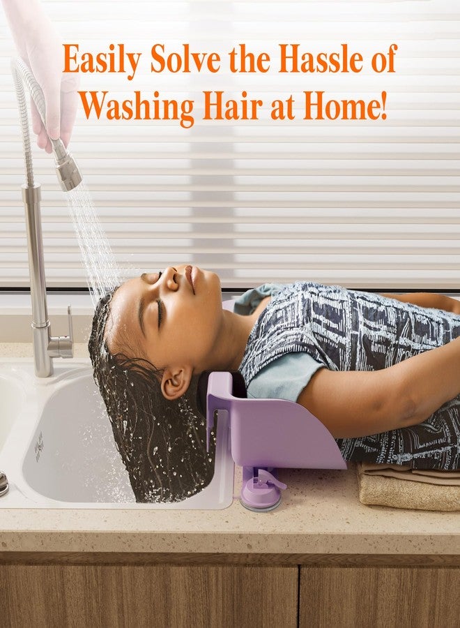 Lifewit Hair Washing Station for Kids, Neck Support Shampoo Bowl for Kitchen Sink or Bathtub at Home, Portable Hair Wash Basin for Toddlers, Children, Teens, Purple, 10 inch/ 26 cm Wide - Image 2
