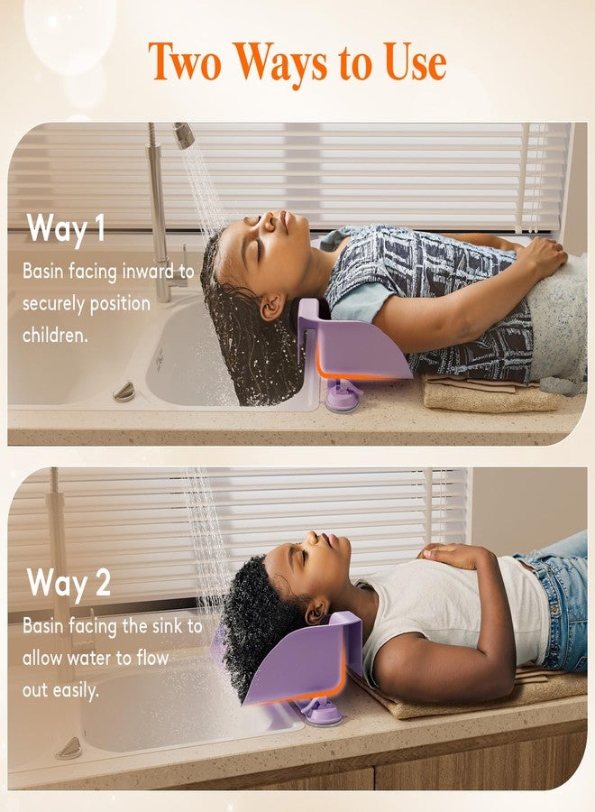 Lifewit Hair Washing Station for Kids, Neck Support Shampoo Bowl for Kitchen Sink or Bathtub at Home, Portable Hair Wash Basin for Toddlers, Children, Teens, Purple, 10 inch/ 26 cm Wide - Image 5