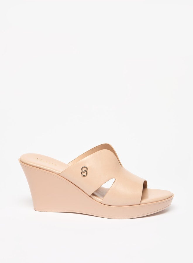 سيليست صنادل نسائية بكعب إسفين سهل الارتداء بلون سادة - Image 1