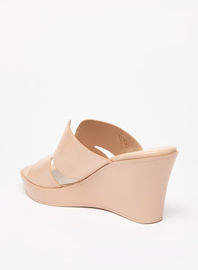 سيليست صنادل نسائية بكعب إسفين سهل الارتداء بلون سادة - Image 2