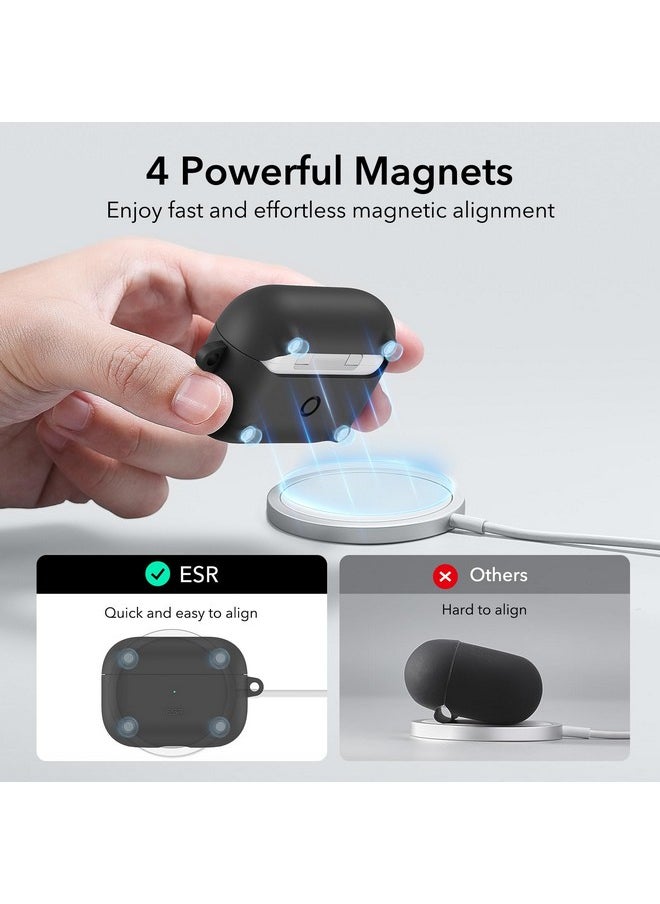 اي اس ار حافظة ESR AirPods Pro 2 مع HaloLock، متوافقة مع MagSafe، متوافقة مع AirPods Pro الجيل الثاني/الأول (2023/2022/2019)، سيليكون سائل، حماية كاملة من السقوط، سلسلة Cloud، أسود  - Image 3