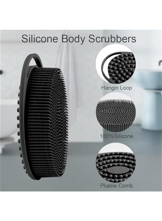 TRASSLE Soft Silicone Body Scrubber 2 Pack Silicone Body Shower, Silicone Loofah 2 in 1 Bath and Shampoo Brush, Body Scrubber Shower Cleaning Exfoliating Use for Sensitive Skin - Image 3