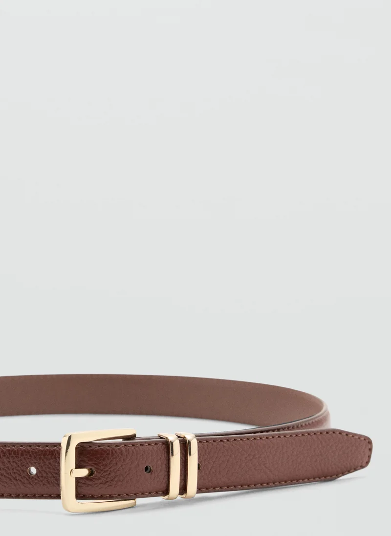 Mango 30-MARRON Square Buckle Belt for Women | Best Price UAE