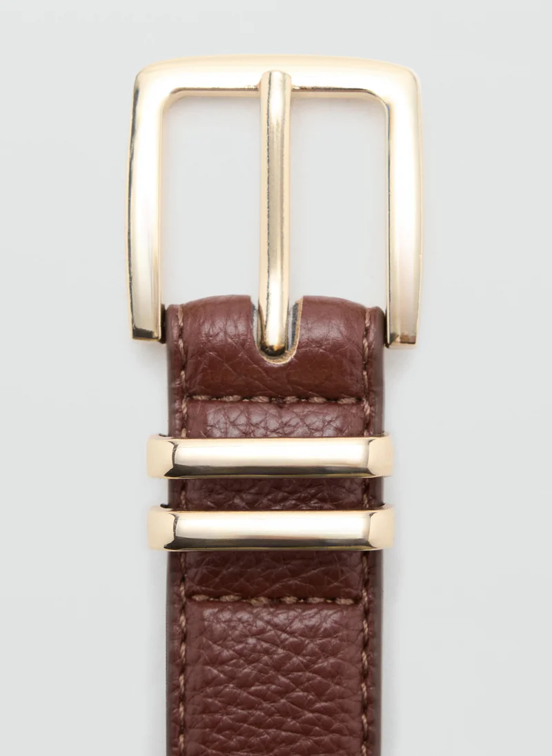 Mango 30-MARRON Square Buckle Belt for Women | Best Price UAE