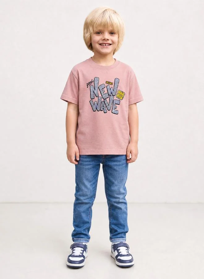 Take Two  Boys Pink Graphic Print Oversized T-Shirt By Juniorloom for Men | Best Price UAE