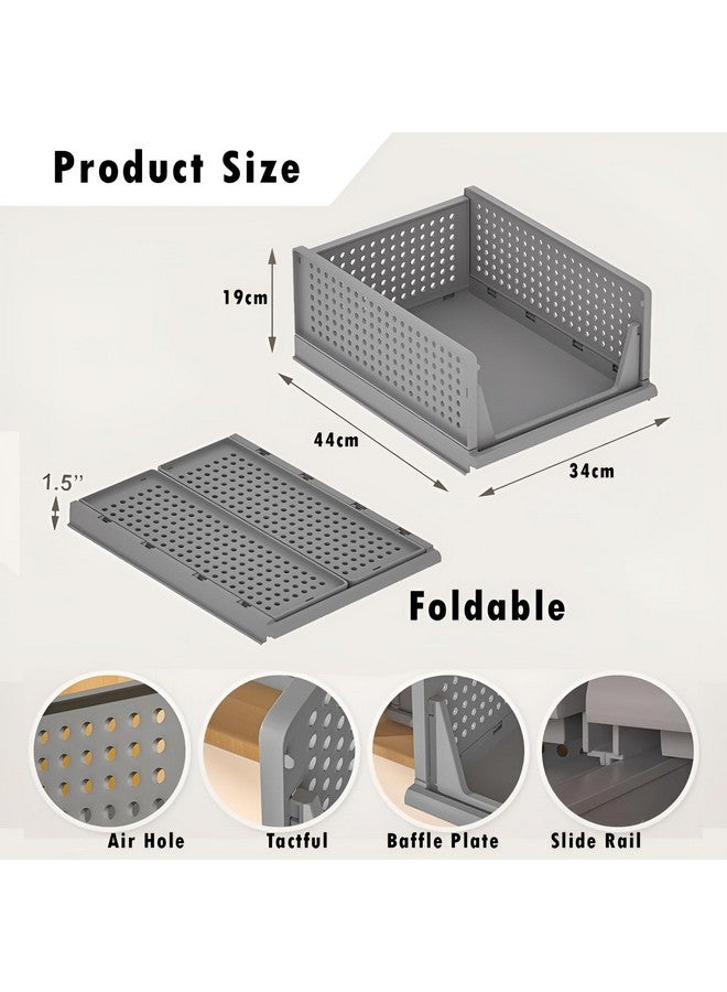 Kuber Industries Storage Organizer | Wardrobe Organizer For Clothes | Cupboard Organizer | Foldable Shirt Stacker Box | Cloth Box for Almirah | Closet Storage Basket | Large | 2 Piece Set | Gray - Image 3