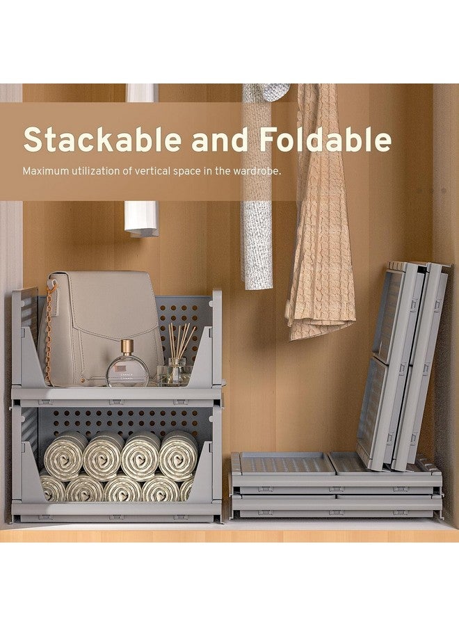 Kuber Industries Storage Organizer | Wardrobe Organizer For Clothes | Cupboard Organizer | Foldable Shirt Stacker Box | Cloth Box for Almirah | Closet Storage Basket | Large | 2 Piece Set | Gray - Image 4