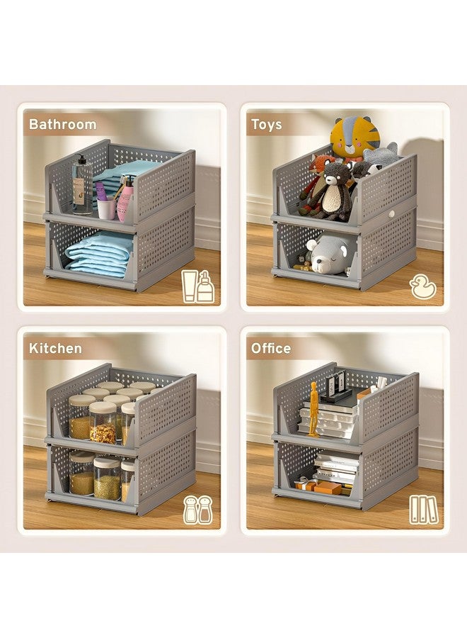 Kuber Industries Storage Organizer | Wardrobe Organizer For Clothes | Cupboard Organizer | Foldable Shirt Stacker Box | Cloth Box for Almirah | Closet Storage Basket | Large | 2 Piece Set | Gray - Image 5