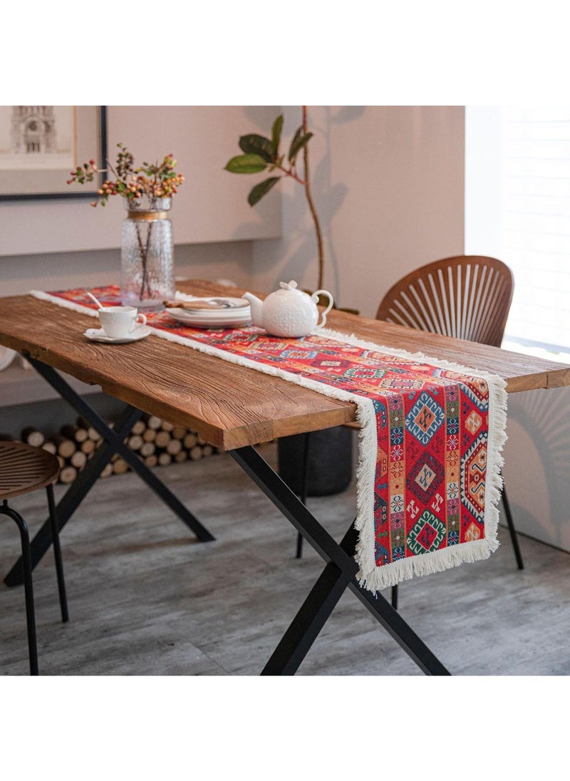 Y&D 30*240cm Bohemian Tassel Print Decorative Tablecloth  - Image 2