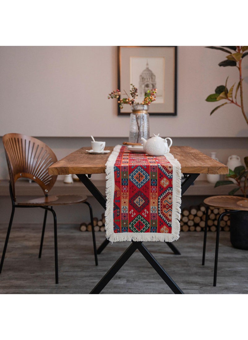 Y&D 30*240cm Bohemian Tassel Print Decorative Tablecloth  - Image 4