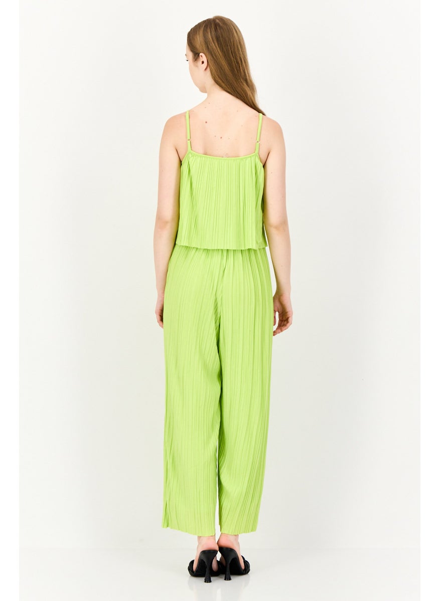 ONLY Women Solid Sleeveless Jumpsuit, Lime  - Image 4