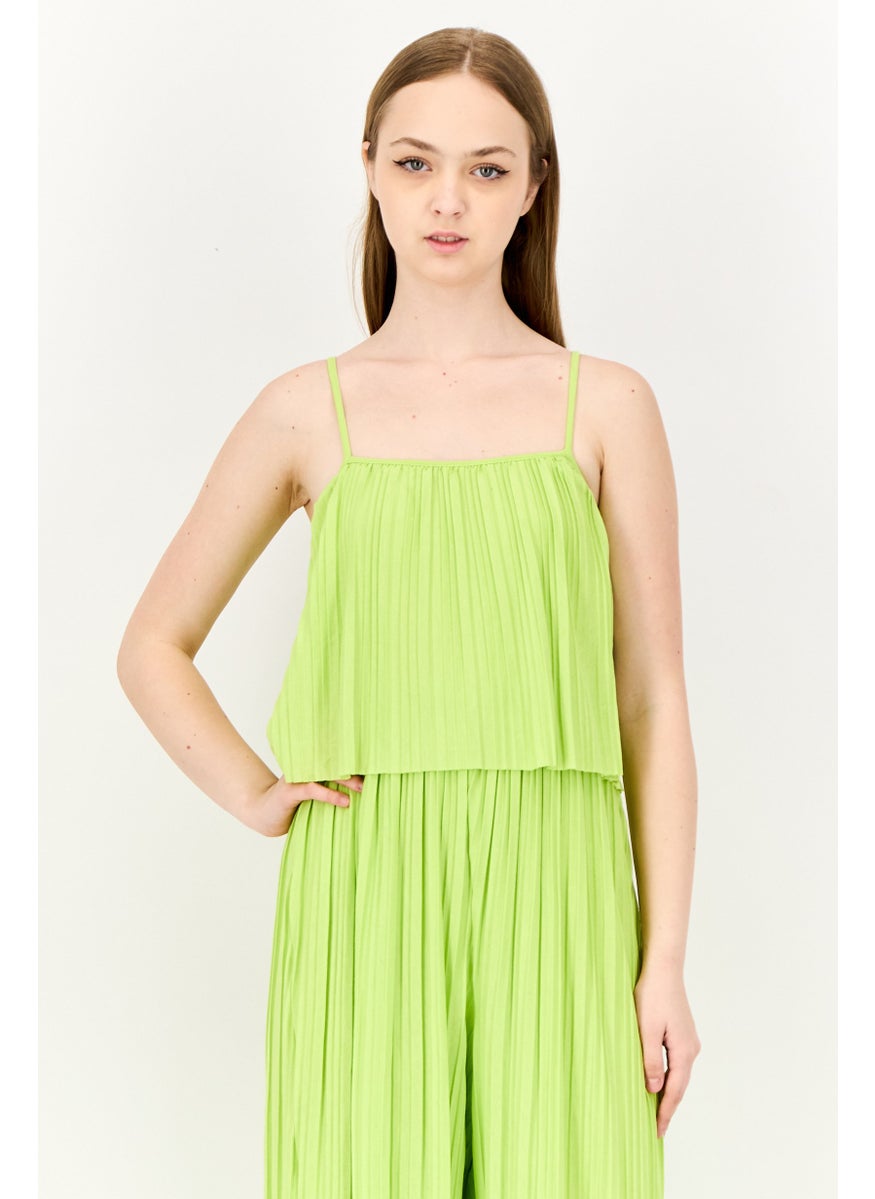 ONLY Women Solid Sleeveless Jumpsuit, Lime  - Image 2