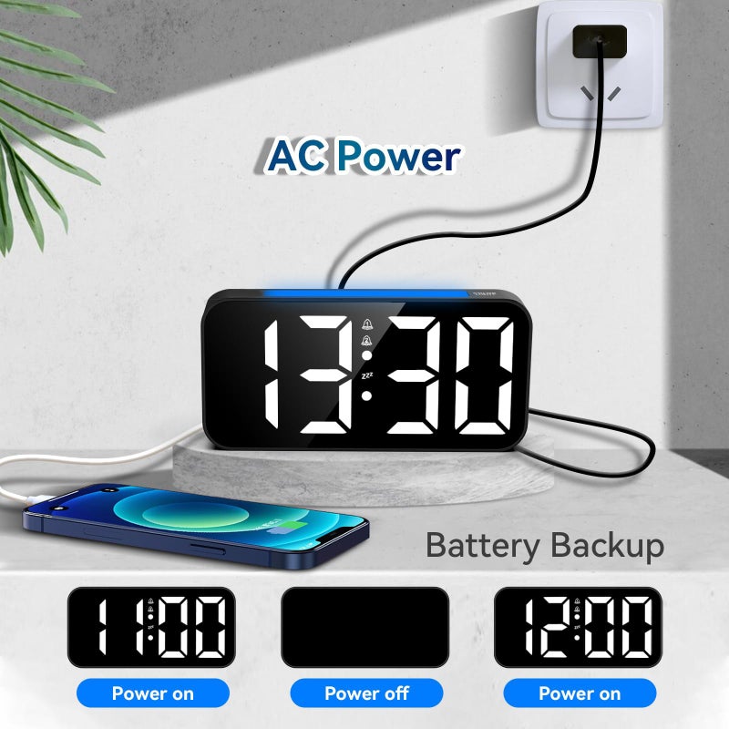 Topski Loud Alarm Clocks for Bedrooms Heavy Sleepers, Digital Clock with Night Light, Large Display, Dual Alarm, Snooze, Dimmable Bedside Alarm Clock for Kids Teens Boys Girls - Image 5