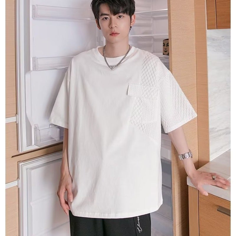White Short-sleeved T-shirt Men's Summer plus size Fashion Brand Round Neck Half-sleeve oversize High-end TEE T-shirt - Image 5