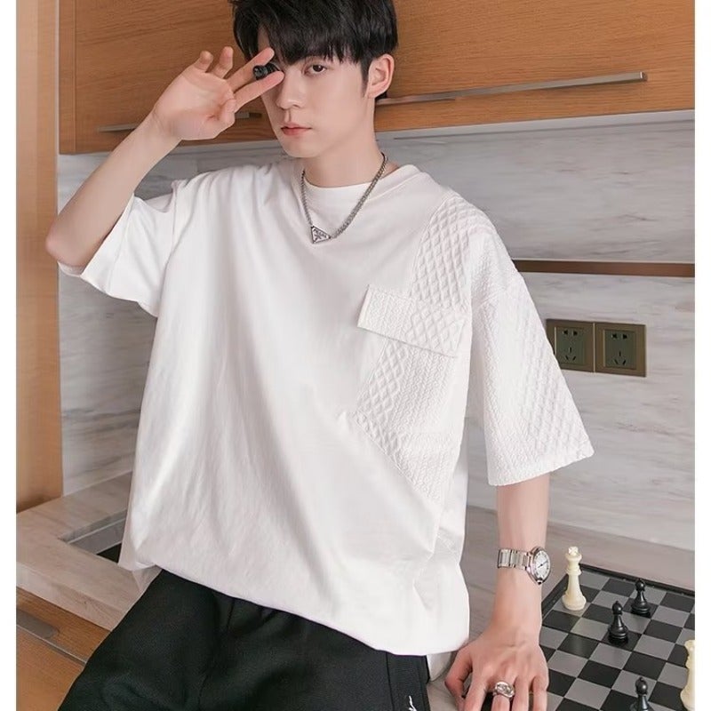 White Short-sleeved T-shirt Men's Summer plus size Fashion Brand Round Neck Half-sleeve oversize High-end TEE T-shirt - Image 4