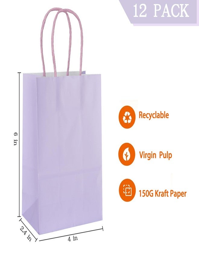 AZOWA Gift Bags Mini Small Kraft Paper Bags with Handles (4 x 2.4 x 6 in, Light Purple, 12 Pcs) - Image 2