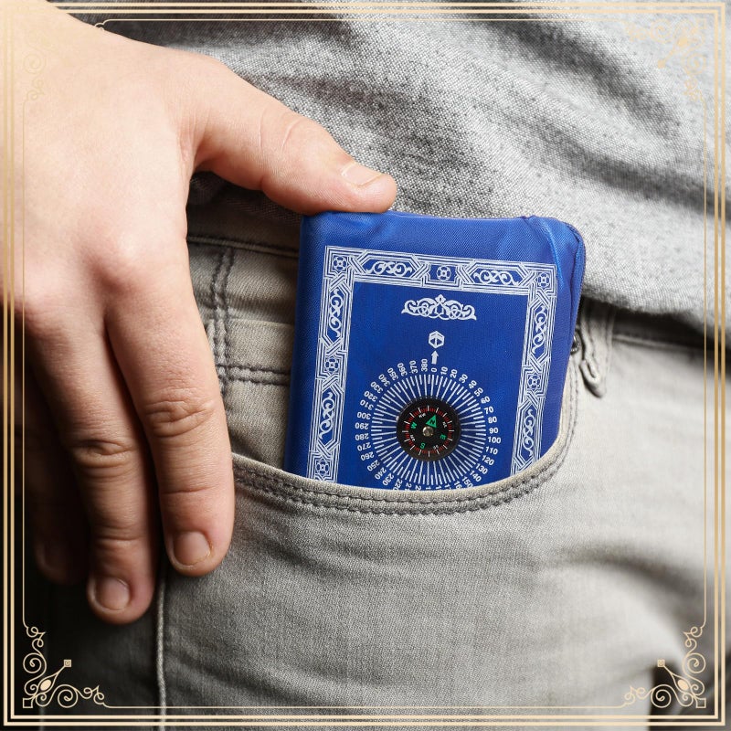 Mindsoft 8 Pcs Portable Travel Prayer Mat with Compass Islamic Waterproof Polyester Praying Rug with Pocket Sized Carry Bag for Muslim Ramada Eid Gifts (60 cm x 100 Cm) - Image 5