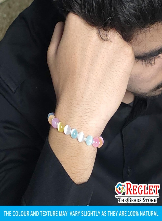REGLET Multicolour Selenite Bracelet - Natural Healing Crystal Beads for Energy Cleansing, Positivity & Balance - Stretch Bracelet for Men & Women - Image 3