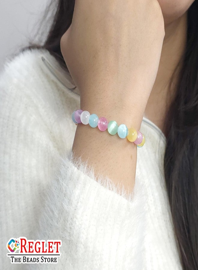 REGLET Multicolour Selenite Bracelet - Natural Healing Crystal Beads for Energy Cleansing, Positivity & Balance - Stretch Bracelet for Men & Women - Image 4