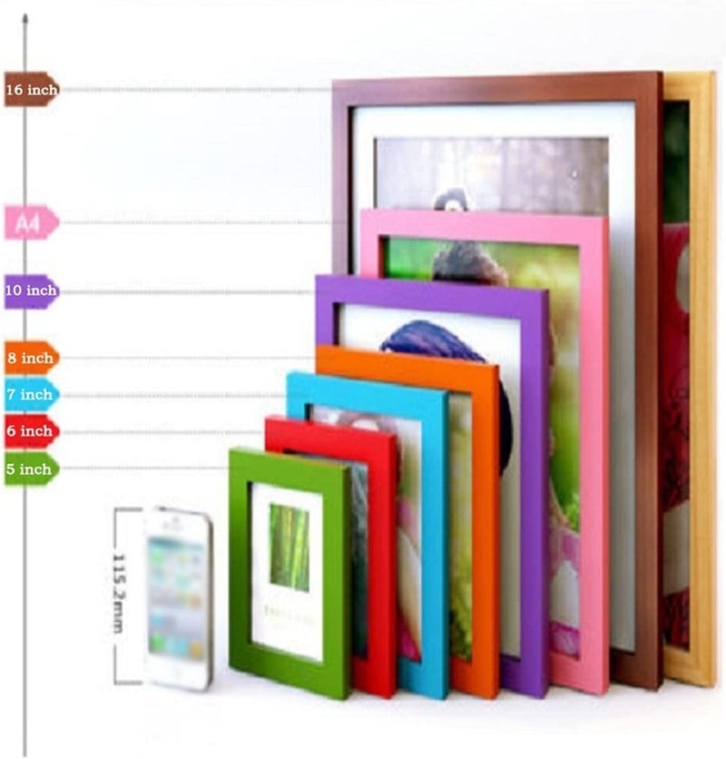 Photo Frame Wooden Picture Photo Wall Frame DIY Decoration Birthday Wedding 5/6/7/8/10/11/12 inch A4 Multi-Size Room Decor Display Pictures(B,7 inch) - Image 3