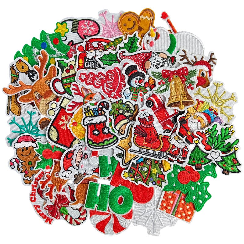 Butie 40 Pcs Christmas Iron on Patches Cute Embroidered Christmas Patches Iron on for Clothes Socks Hats Jeans Etc - Image 3