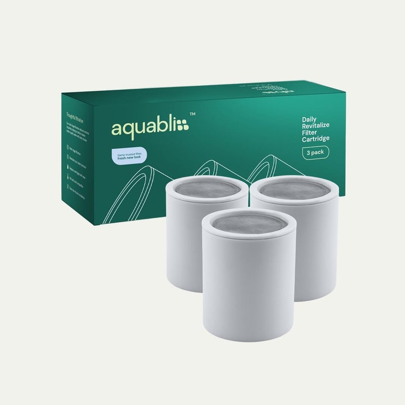 أكوابليس خرطوشة استبدال AquaBliss عالية الإنتاج متعددة المراحل لتنشيط فلتر الدش – تقلل المواد الكيميائية والكلور – تستعيد توازن الأس الهيدروجيني، بشرة متوهجة، أظافر قوية وشعر لامع. عبوة من 3 قطع (SFC100) - Image 2