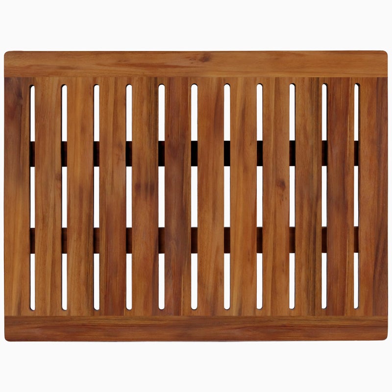 Acacia Wood Shower Mat 24x18 Inches by Demigo Luxury Bath Mat Non Slip for Bathroom Bathtub Shower Spa Garden Home Wooden Floor Mat Square Large for Outdoor and Indoor