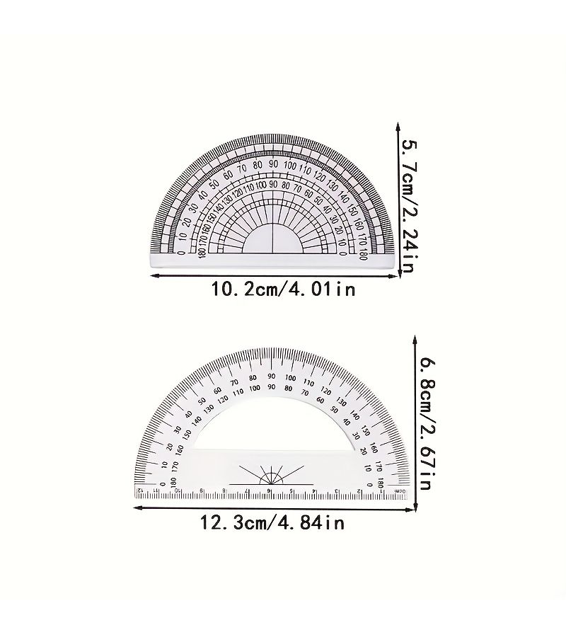 14 and Up 180 Degree Plastic Protractor Set 6pcs Transparent Angle Measuring Rulers - Image 3