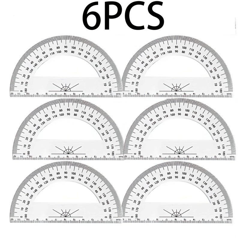 14 and Up 180 Degree Plastic Protractor Set 6pcs Transparent Angle Measuring Rulers - Image 2