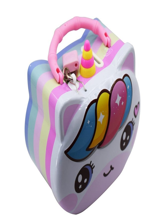 Asera حصالة نقود معدنية على شكل يونيكورن من أسيرا، قطعة واحدة، مزودة بمفتاح وقفل، لعبة مثالية للأطفال والفتيات كهدية عيد ميلاد أو هدية تذكارية. - Image 5