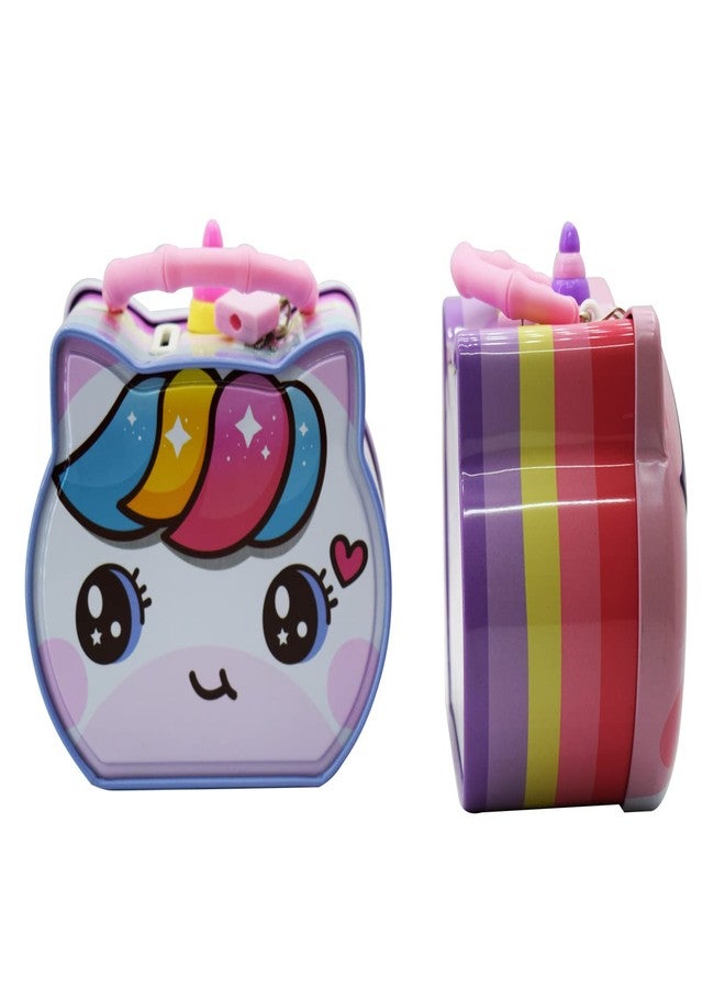 Asera حصالة نقود معدنية على شكل يونيكورن من أسيرا، قطعة واحدة، مزودة بمفتاح وقفل، لعبة مثالية للأطفال والفتيات كهدية عيد ميلاد أو هدية تذكارية. - Image 2