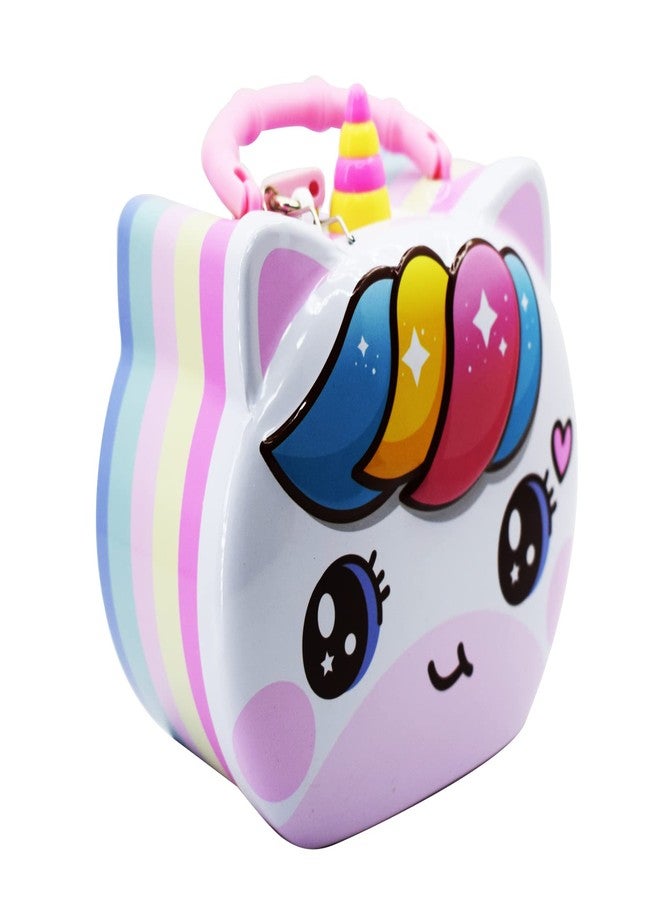 Asera حصالة نقود معدنية على شكل يونيكورن من أسيرا، قطعة واحدة، مزودة بمفتاح وقفل، لعبة مثالية للأطفال والفتيات كهدية عيد ميلاد أو هدية تذكارية. - Image 1