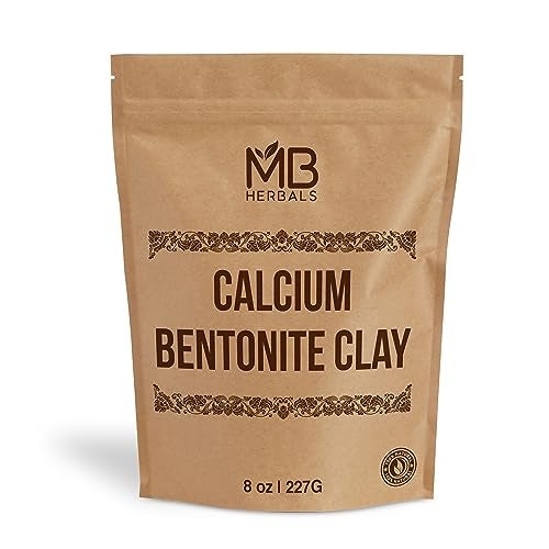 MB Herbals مسحوق طين البنتونيت الكالسيوم من MB Herbals 8 أونصات 227 جرام 0.5 رطل  طين البنتونيت  خالي من العطور  طين إزالة السموم  صنع الصابون  مناسب للبشرة الدهنية - Image 1