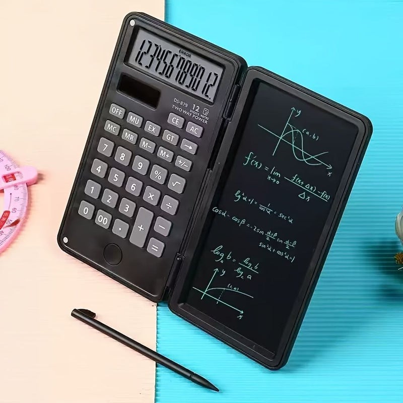 Scientific Calculator With Lcd Display Foldable Design And Handwriting Pad Dual Power Supply Solar And Battery For Teachers Engineers 10 Scenarios Black - Image 3