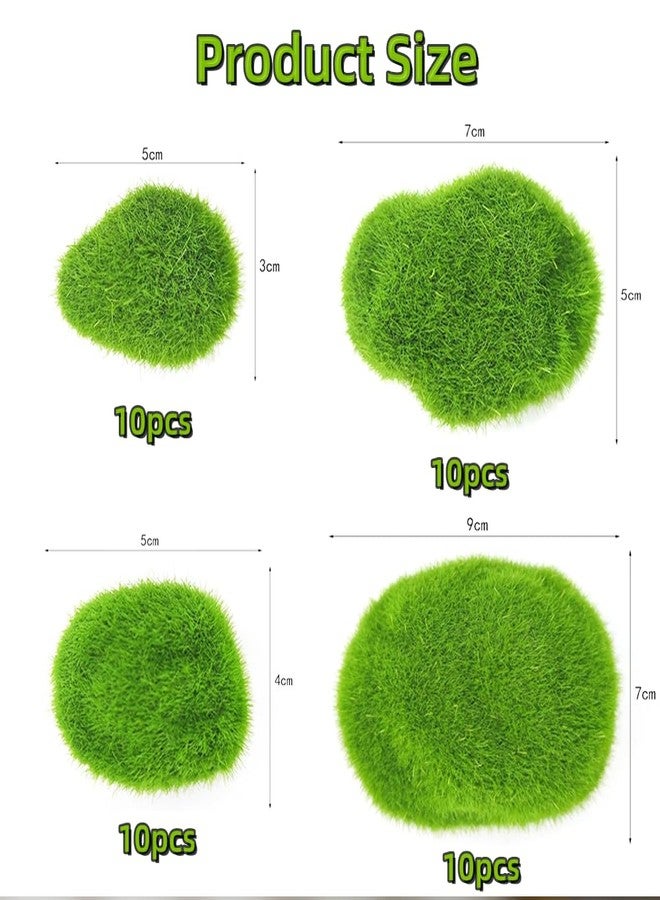 DoubleWood Artificial Moss Rocks (4 Sizes), 40 Pcs Decorative Moss Balls Green Mosses Decor for Bowls Filler, Wedding Decors, Centerpiece, Floral Arrangements, Fairy Gardens and Crafting (Pack of 40) - Image 2