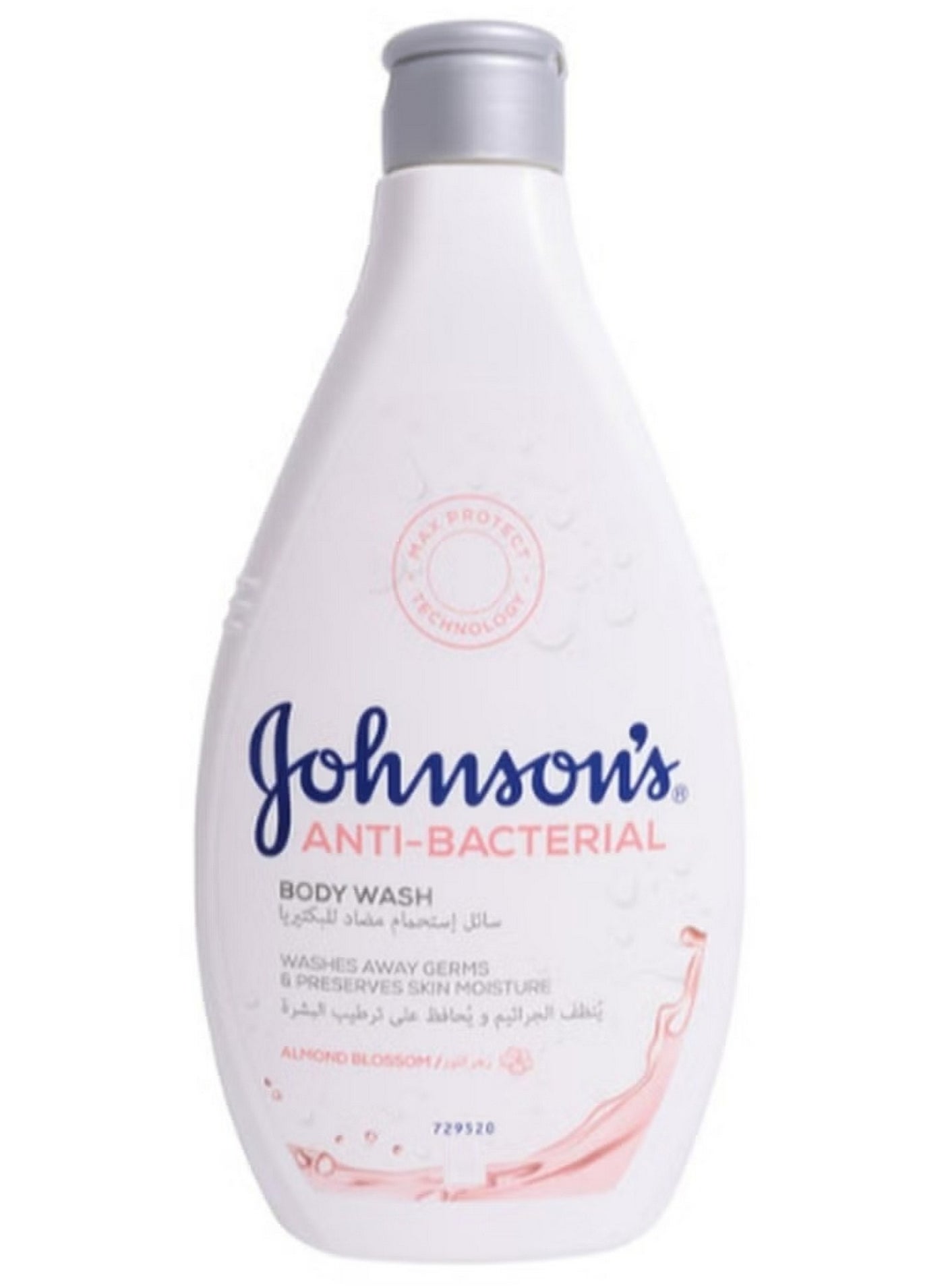 Johnson's Anti-Bacterial Almond Blossom Body Wash Washes Away Germs & Preserves Skin Moisture 400ml