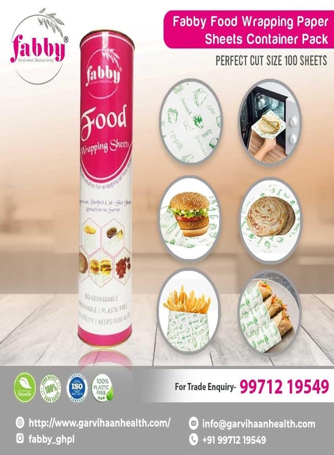 Fabby Food Wrapping Paper Sheets I Ready to use Perfect Cut Size I Wrap Roti, Parantha, Sandwich, Burger & More! Keep Food Fresh 100 Sheets (Pack of 1) - Image 2